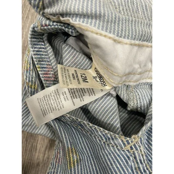 Baby Girl 12 Month Oshkosh Overalls Flowers J33 - Picture 3 of 4
